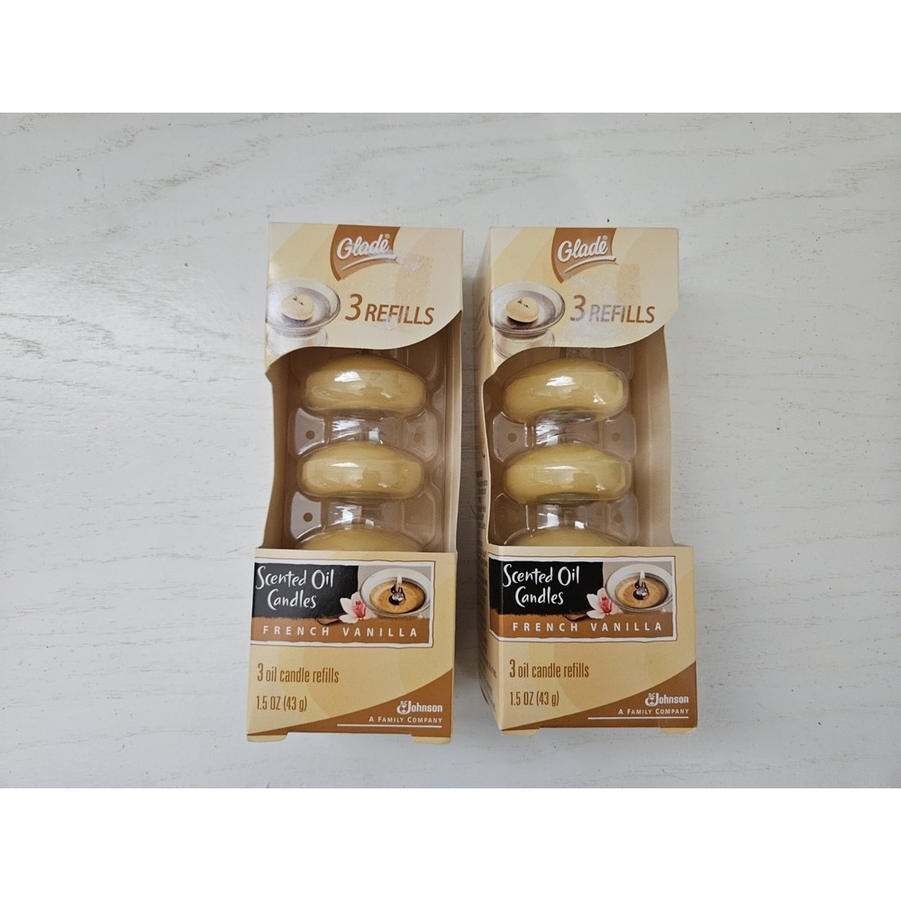 Glade FRENCH VANILLA Scented‎ Oil Candles 6 Refills 2 boxes Retired New Unopened